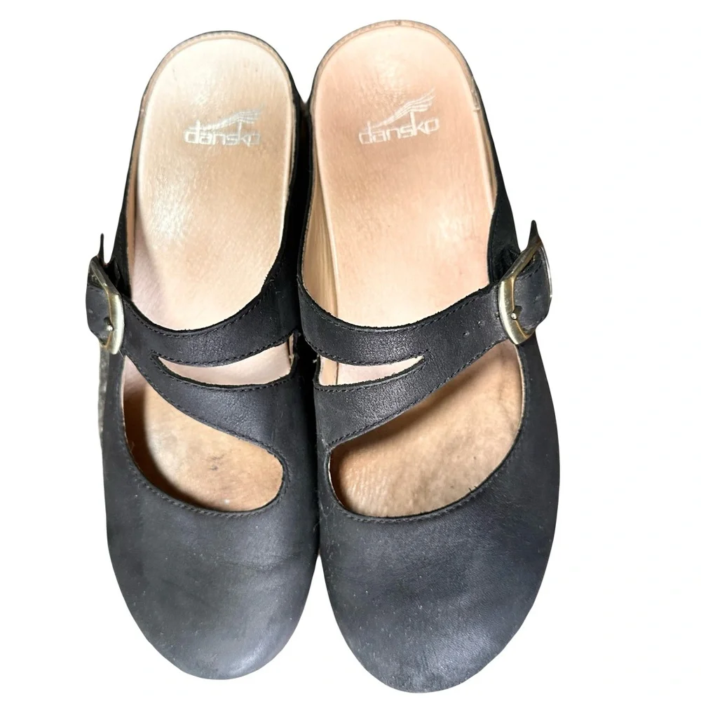 Dansko Black Leather Mary Jane Clogs - Picture 4 of 7